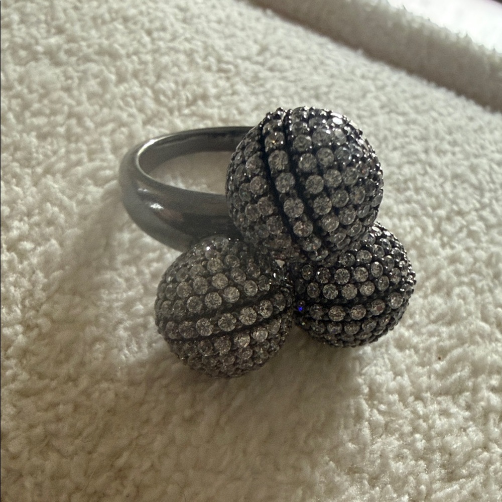 Suzy Levian Cubic Zirconia Sterling Silver Triple Threat Ring